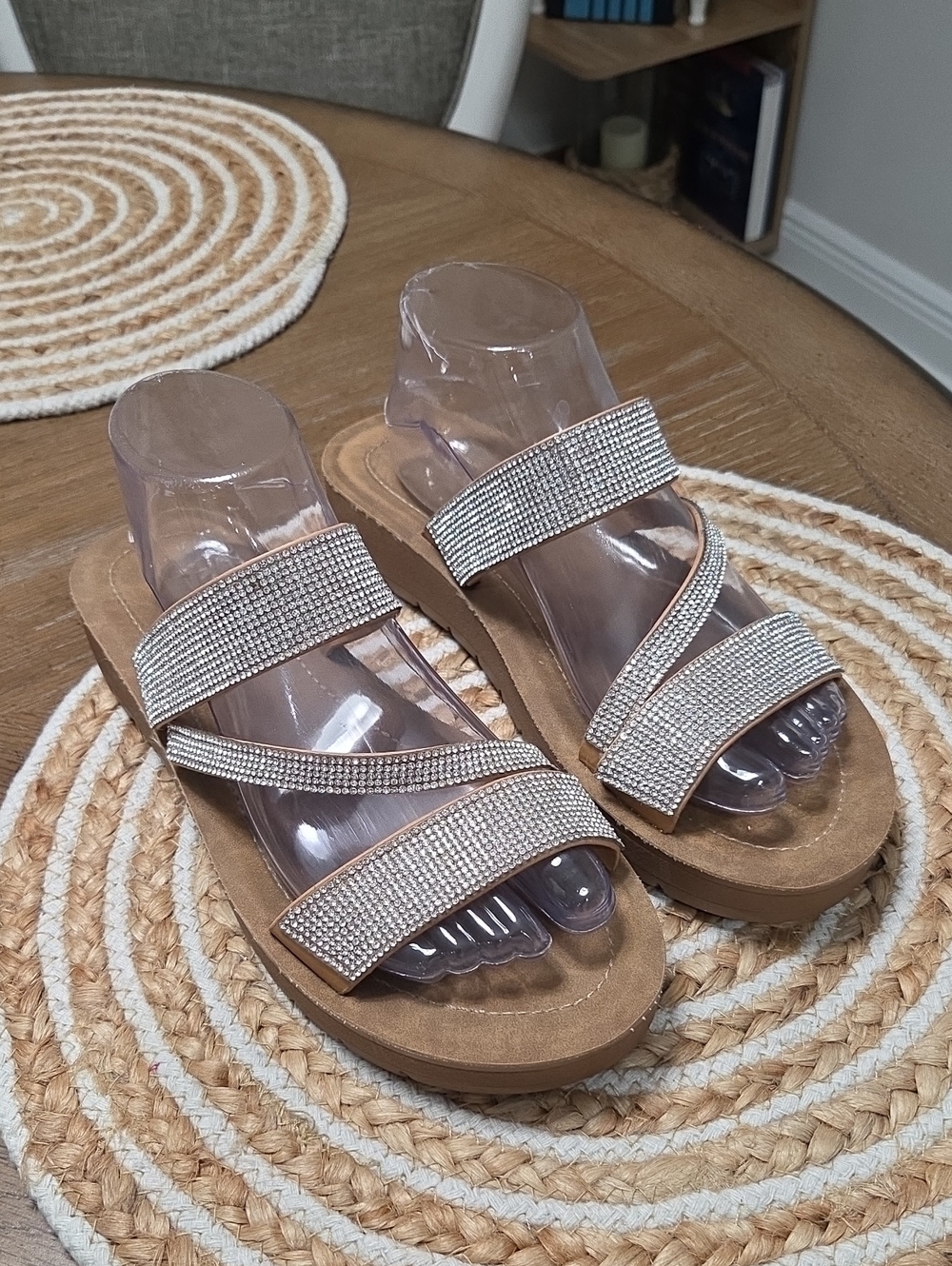 Madden Girl Loomi Rhinestone Studded Slip On Sandals, Size 9.5